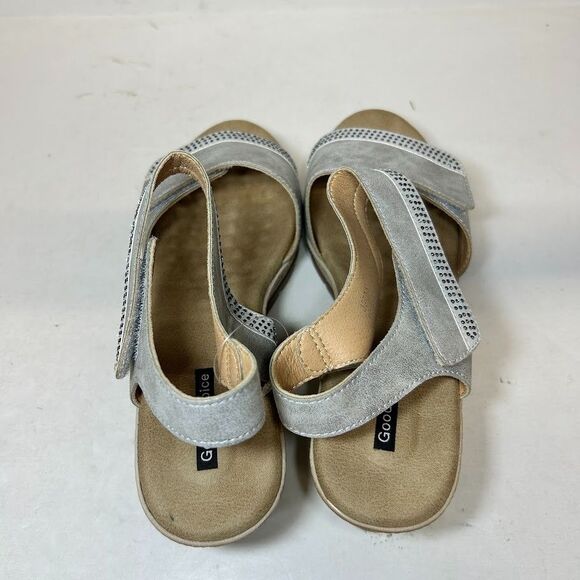 GC Shoes Womens 8.5 M Silver Jorda Strappy Wedge Heel Sandals NIB JN7 - Picture 4 of 4